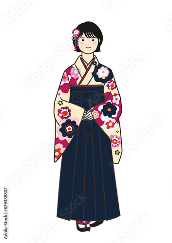 正面を向く袴姿の女の子