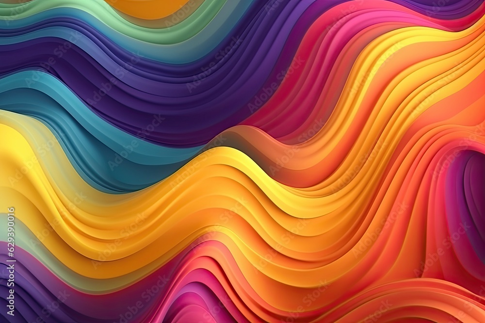 Harmony of Hues: Abstract Warm and Cool Colored Waves (Generative AI)