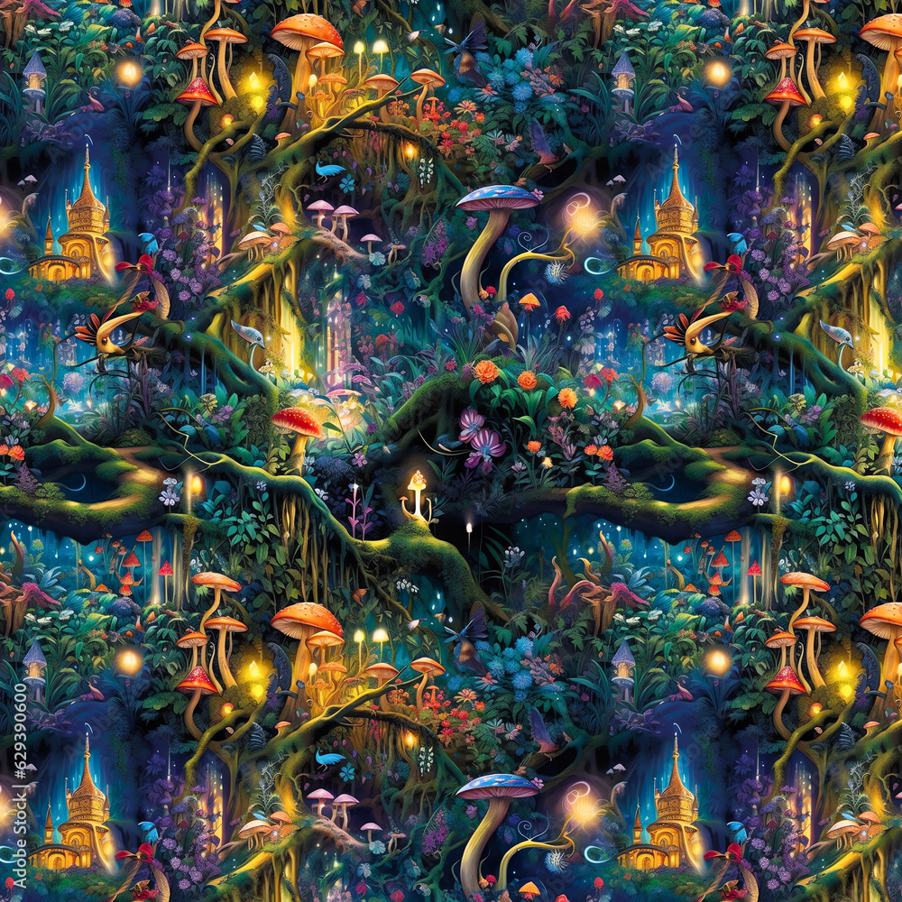Magical Forest Seamless Pattern Background 1 Magical Forest Seamless Pattern Background 1