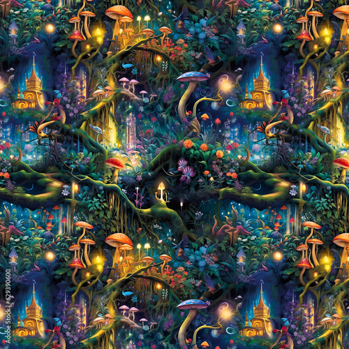 Magical Forest Seamless Pattern Background 1