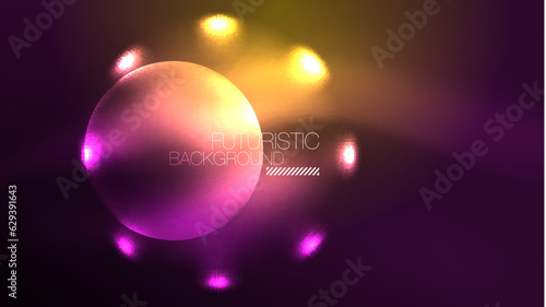 Circles with bright neon shiny light effects, abstract background wallpaper design