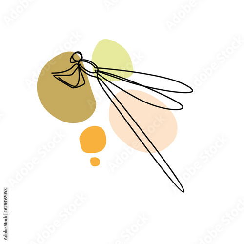 Dragonfly line art vector for wall decoration printing template