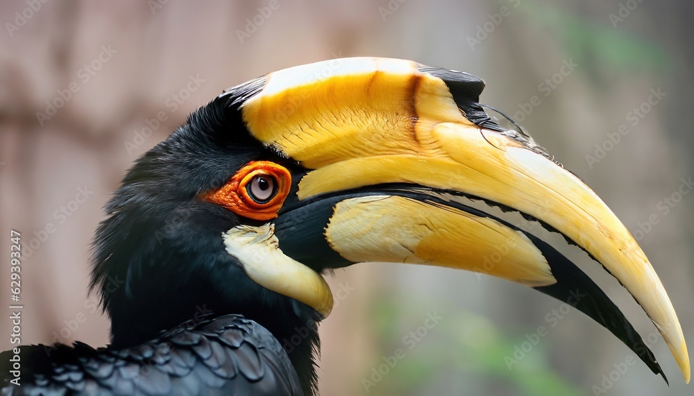 Close up of a horned hornbill 2023