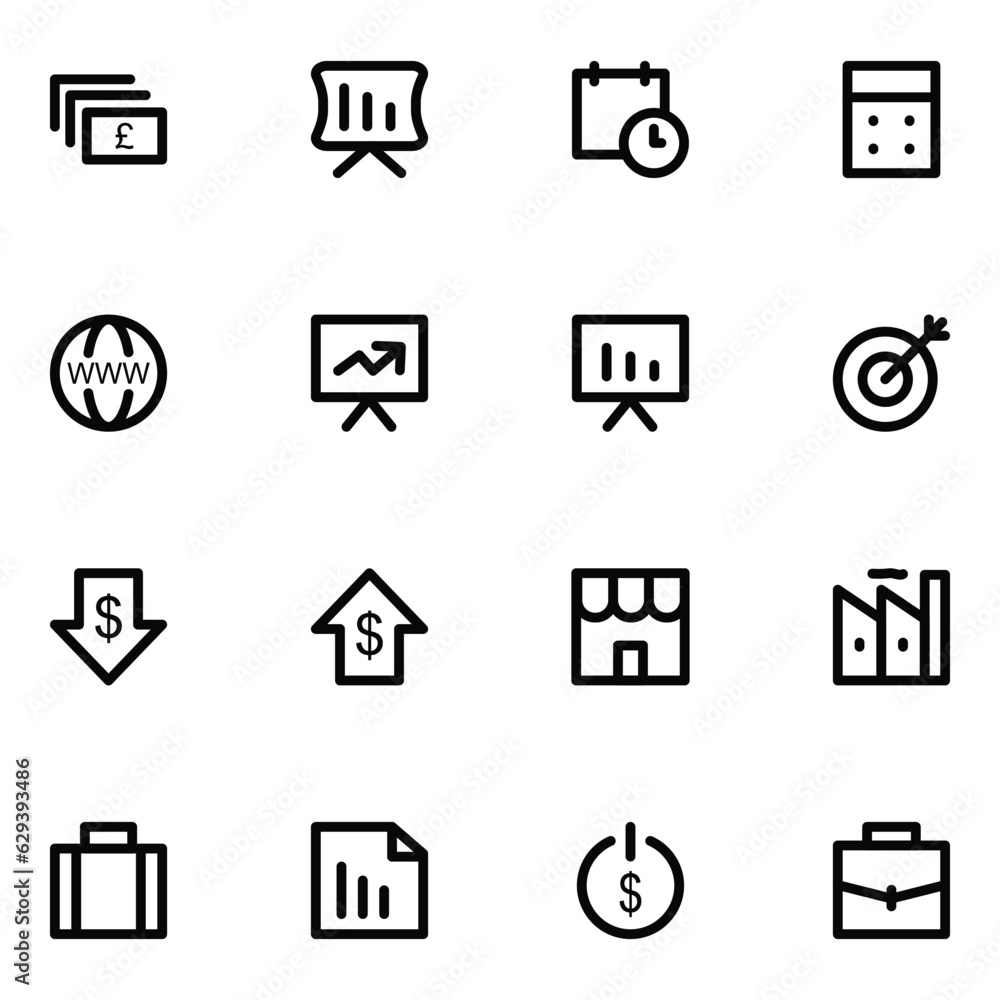 Collection of Finance Bold Line Icons

