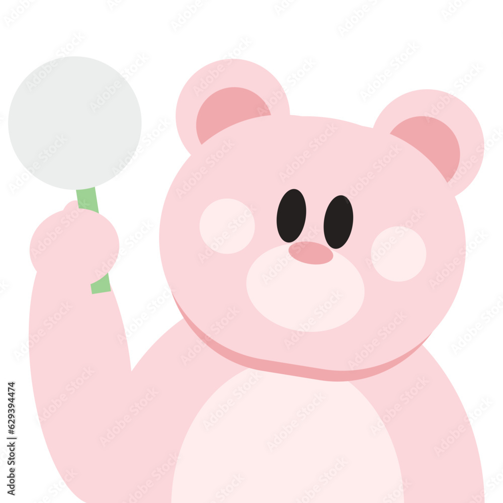 Fototapeta premium Cute Pink Bear Character Emoji