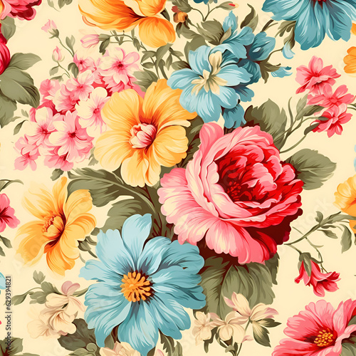 seamless background with flowers,orange,yellow,blossom,AI generated