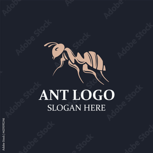 Ant logo design silhouette. Isolated animal ants on background design