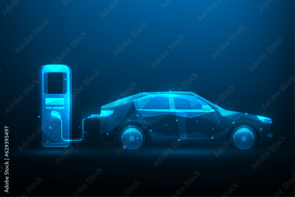 car charging station technology digital background. Electric Vehicle ...