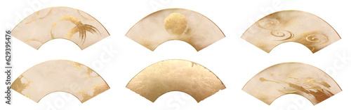 金, 金箔, 和, フレーム, 年賀状, 筆, 筆書き, ベクター, セット, 波, 背景, お正月, 正月, イラスト, 日の出, 