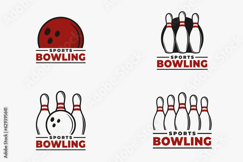 bowling sport vector template collection. sport ball graphic illustration set.