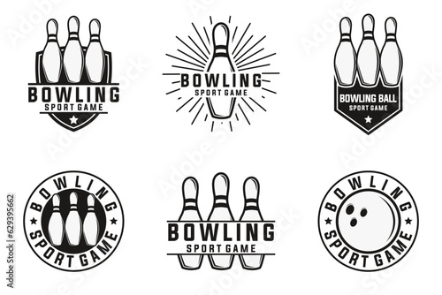bowling sport vector template collection. sport ball graphic illustration set.