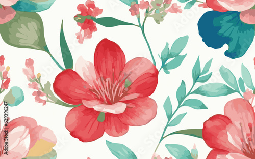 colorful watercolor flowers  seamless flowers pattern