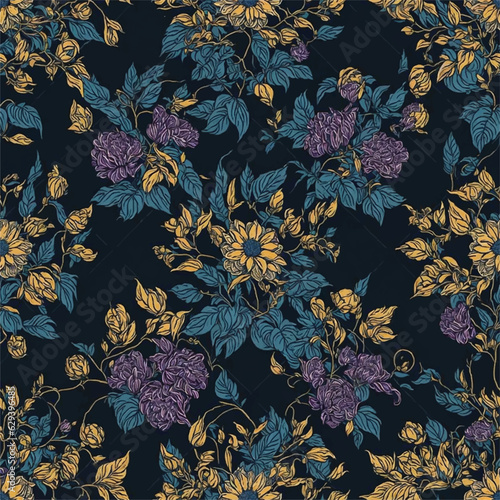 dark-toned royal-style background with intricate pattern, seamless pattern