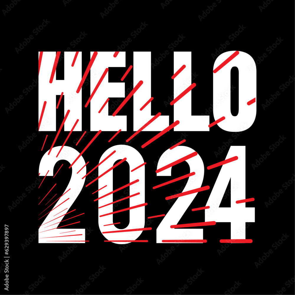 Happy new year design 2024. design idea, trend vector illustration for banner, t shirt design, poster, calendar and greeting, Typography t-shirt design.