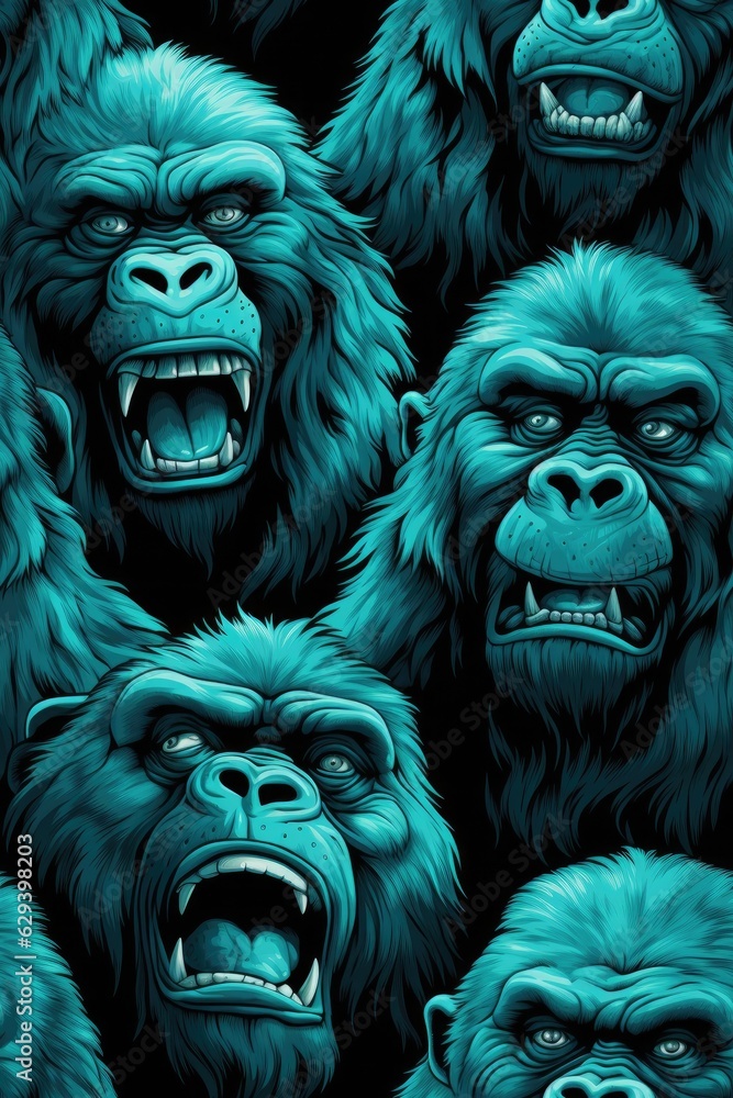 Gorilla faces seamless tiles Gorilla faces seamless tiles