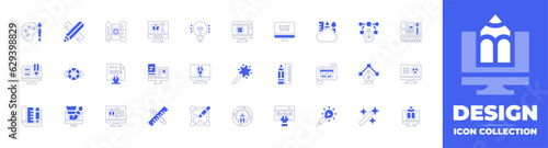 Design icon collection. Duotone style line stroke and bold. Vector illustration. Containing art, design, graphic design, idea, user experience, web design, responsive design, design tool, and more.