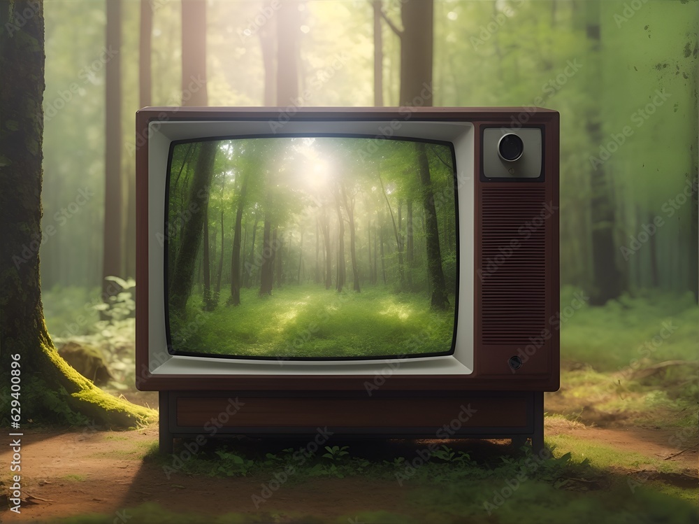 Old tv in forest