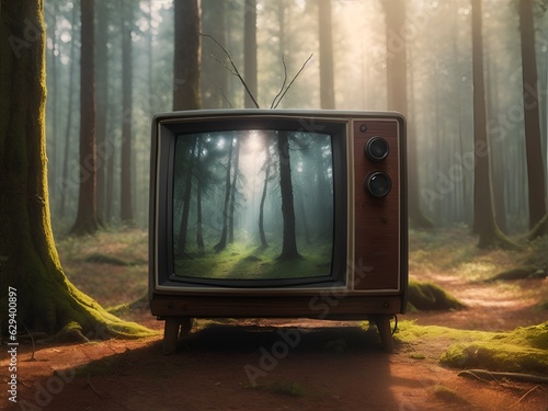 Old tv in forest