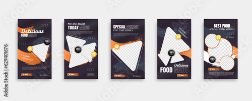 set of food post story social media banner template design. Creative design, easy Use for promotions you product. story food for your restaurant promotion