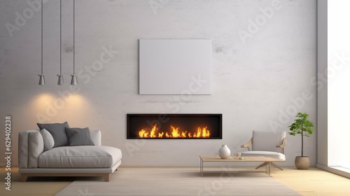Billede på lærred Simple modern living room interior in white. Generative AI