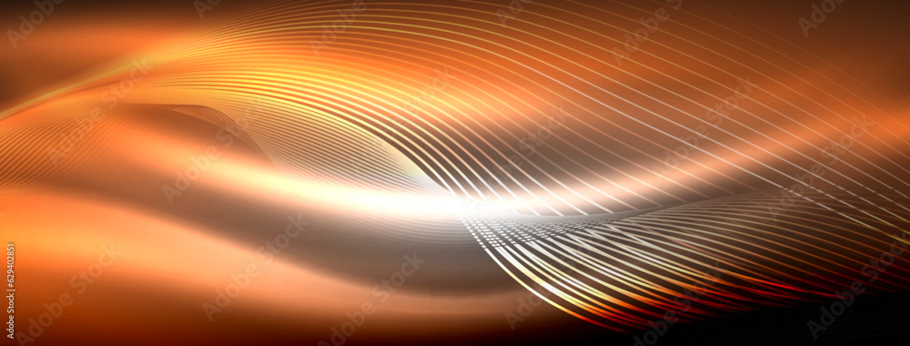 Glowing neon wave abstract background - vibrant, luminescent waves pulsate in a captivating and electrifying display Glowing neon wave abstract background - vibrant, luminescent waves pulsate in a captivating and electrifying display