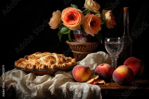 Peach pie, still life