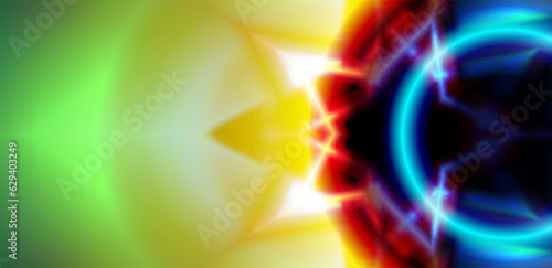 glowing magic star circle with blank space. Sacred geometry, vector illustration. Neon lines. Abstract geometric background with Strange magic mandala.