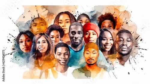 black history month, watercolor background Generative ai photo