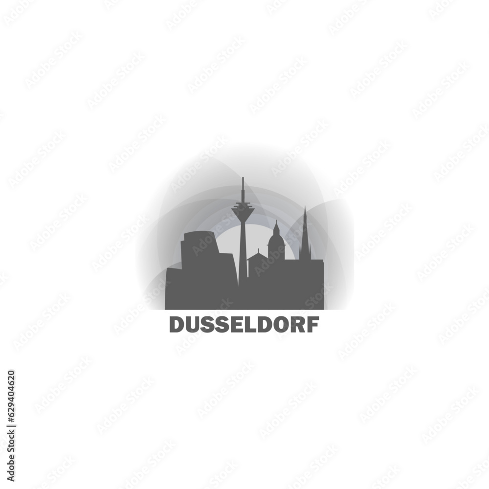 Germany Dusseldorf cityscape skyline capital city panorama vector flat modern logo icon. Central Europe region emblem idea with landmarks and building silhouettes