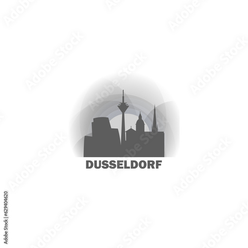 Germany Dusseldorf cityscape skyline capital city panorama vector flat modern logo icon. Central Europe region emblem idea with landmarks and building silhouettes