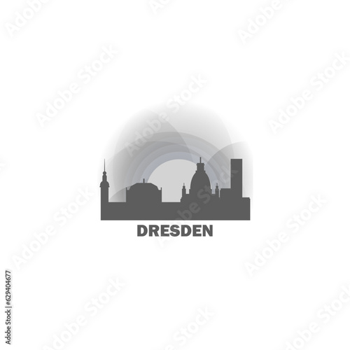 Germany Dresden cityscape skyline capital city panorama vector flat modern logo icon. Central Europe region emblem idea with landmarks and building silhouettes at sunrise sunset