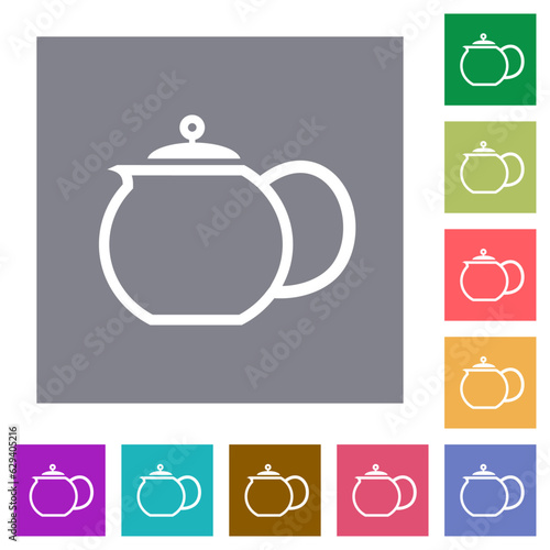 Teapot outline square flat icons