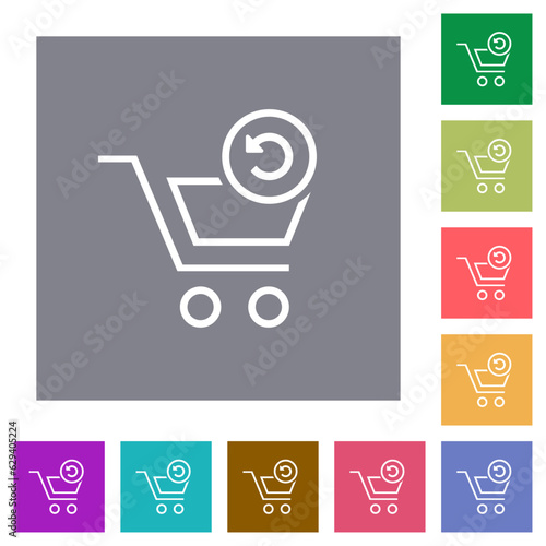 Undo cart operation outline square flat icons