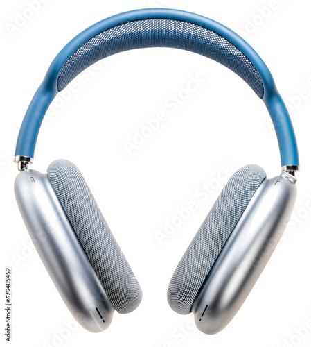 Canvas Print Wireless headphones isolated on white, Blue headphone isolated on white background PNG File