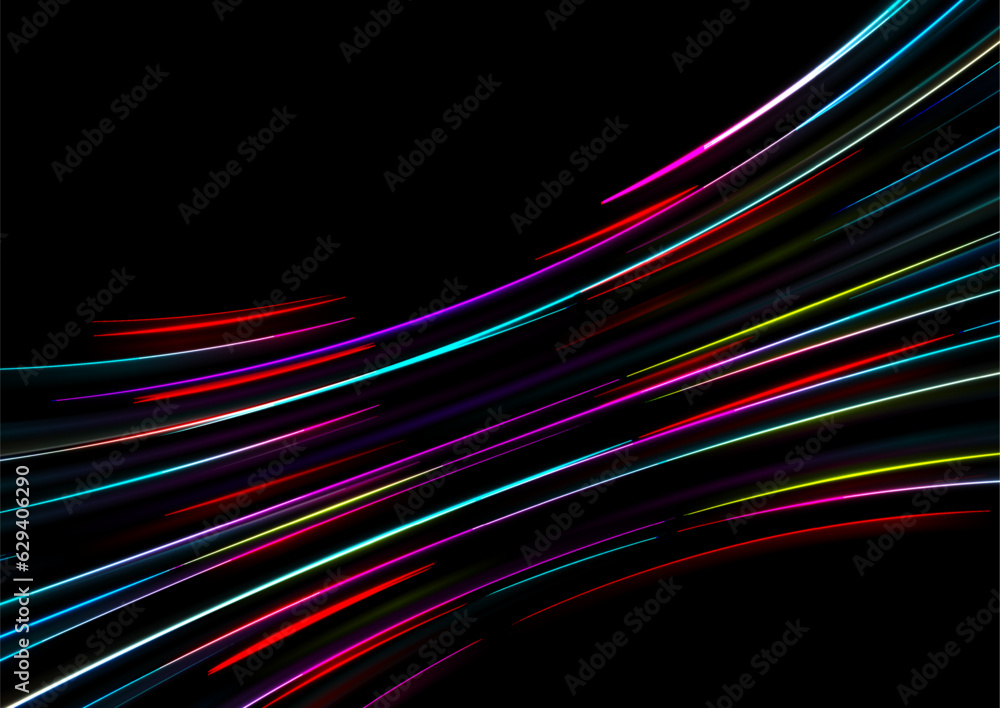 Colorful neon laser wavy lines abstract background. Technology vector design Colorful neon laser wavy lines abstract background. Technology vector design
