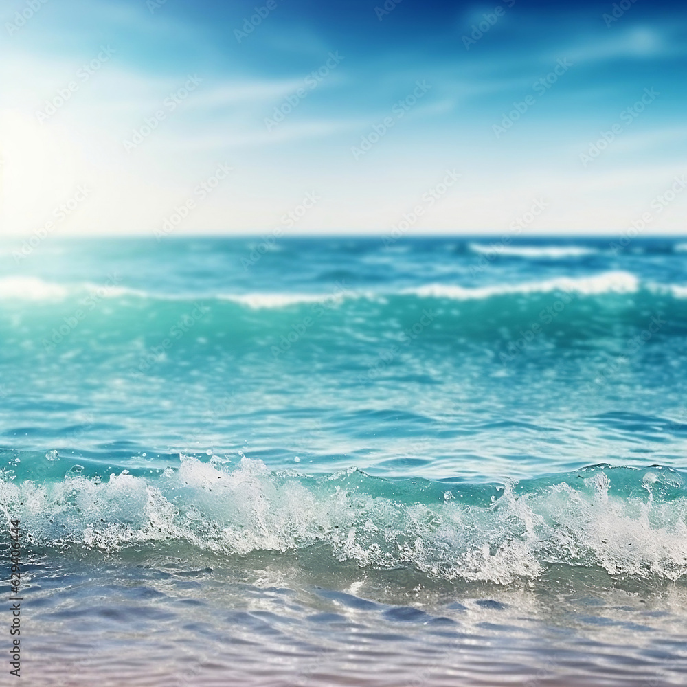 Fototapeta premium Sea waves on the sandy beach. summer holidays background