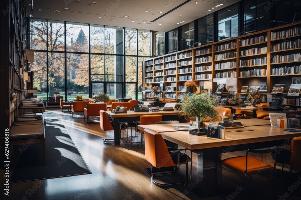 Library Filled With Design Books, Generative AI Library Filled With Design Books, Generative AI