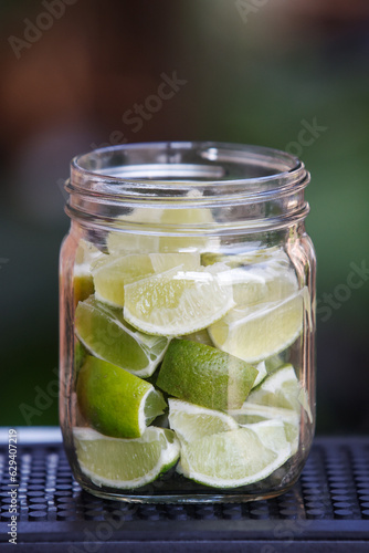 Lime pieces in a jar