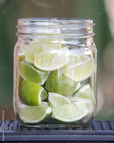 Lime pieces in a jar
