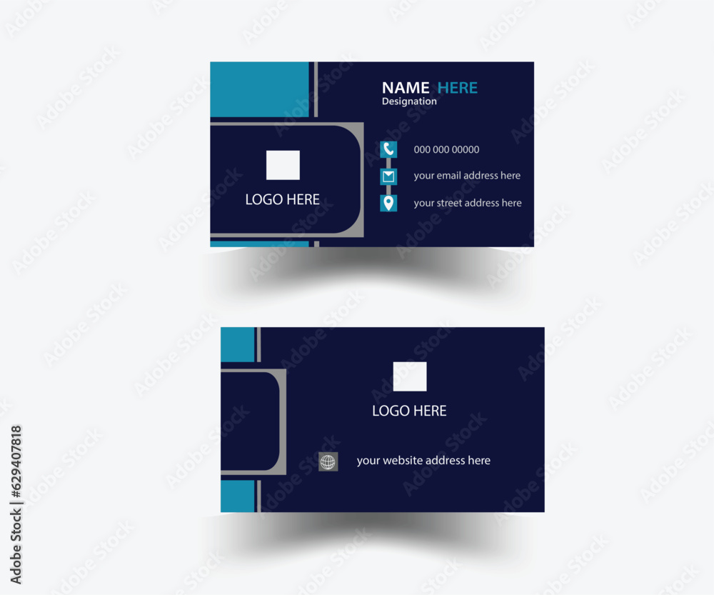 double side modern business template blue color use for your business card double side modern business template blue color use for your business card