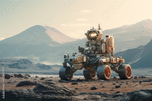 Space Rover Exploring The Surface Of A Planet, Generative AI  photo