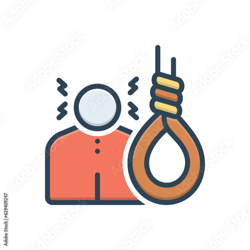 Color illustration icon for suicide