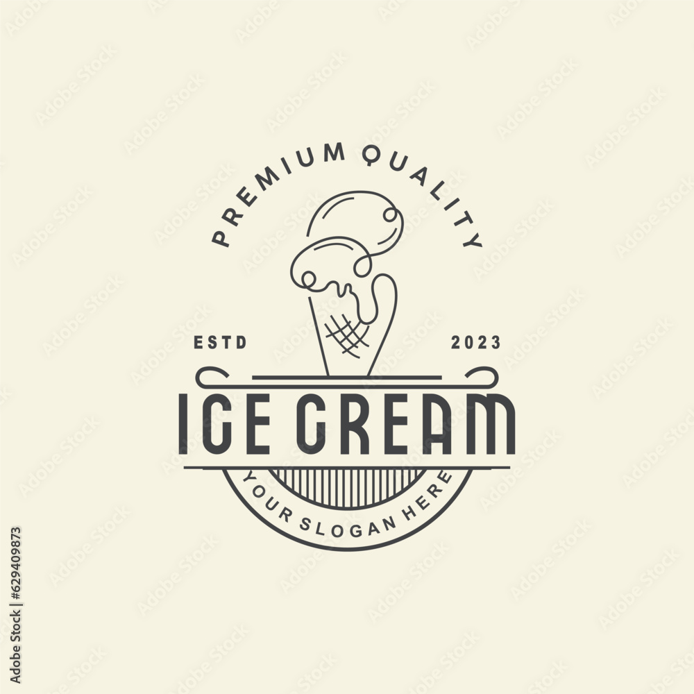 Ice Cream Logo, Vector Fresh Sweet Soft Cold Food, Simple Minimalist Inspiration Design Ice Cream Logo, Vector Fresh Sweet Soft Cold Food, Simple Minimalist Inspiration Design