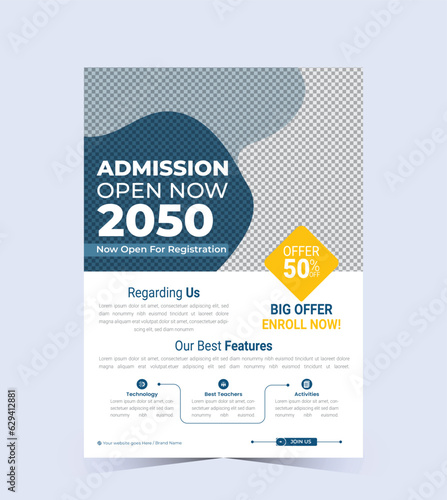 School admission flyer or kids education flyer and leaflet template