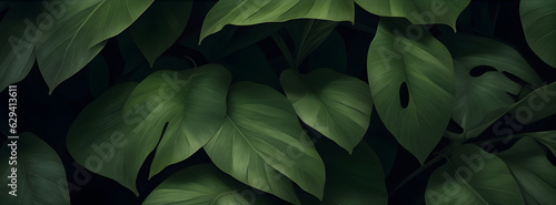 abstract green leaf texture, nature background, tropical leaf