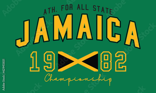  Jamaica flag with jersey graphic element  Illustration template design tee shirt vector
