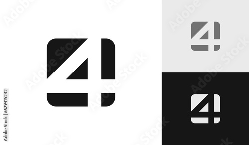 Letter 4 icon logo design