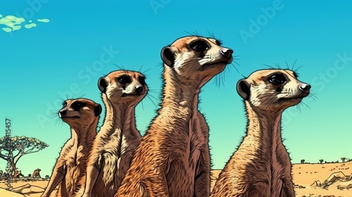 Photo Curious meerkats standing upright