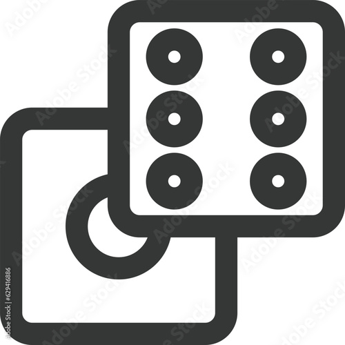 線画のシンプル娯楽関連の単品アイコン　サイコロ