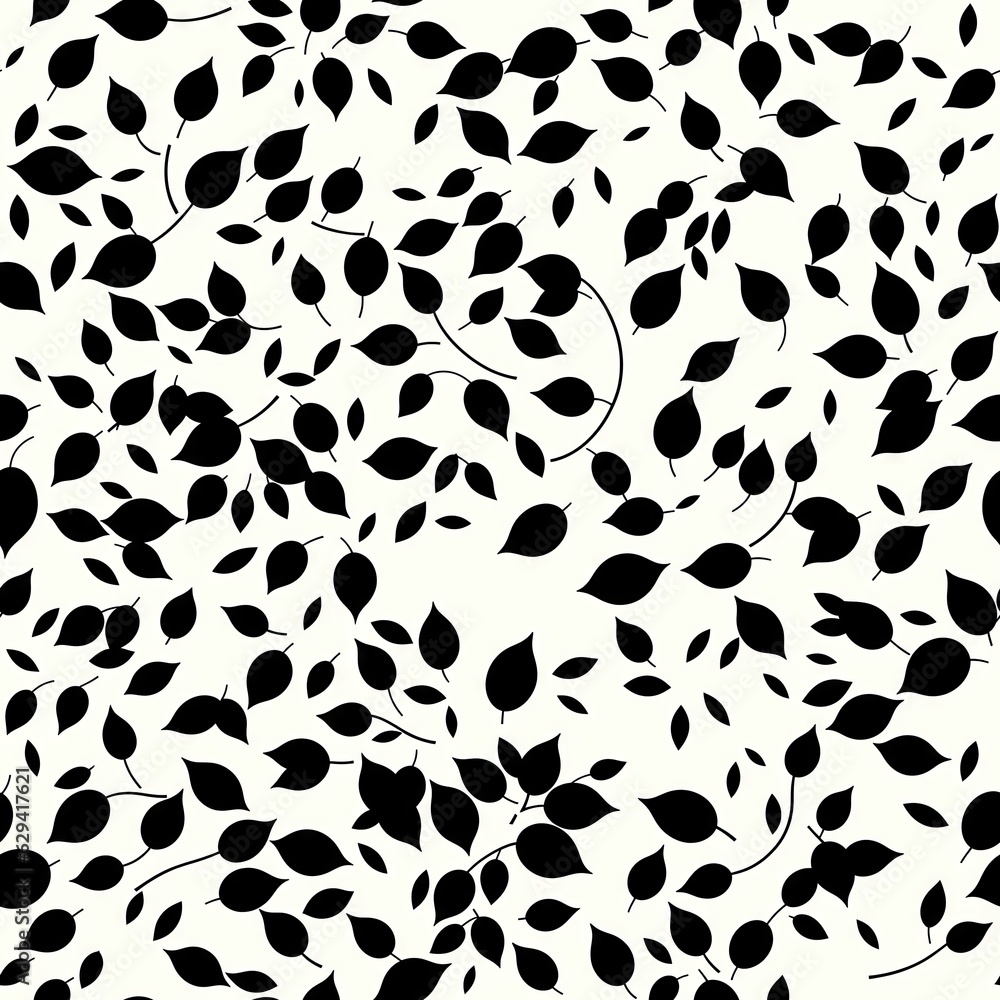 Black and white seamless pattern of leaves. AI generated. Black and white seamless pattern of leaves. AI generated.